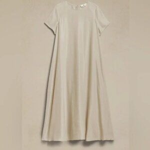 Banana Republic Aurelia Linen Blend Maxi Dress Size M in Stone Grey